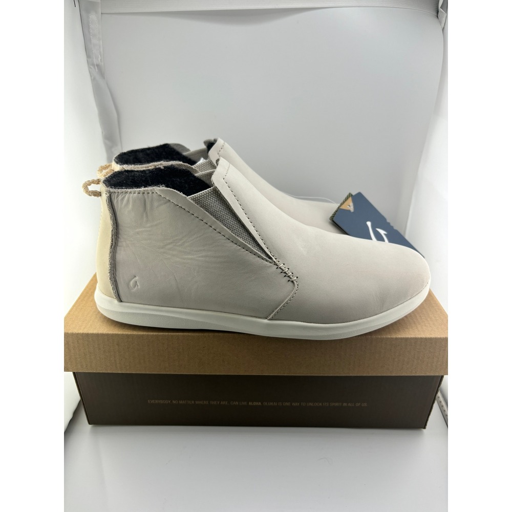 OluKai Hawai'iloa Manu Hope Women 11 Chalk Off White Leather Ankle Boots